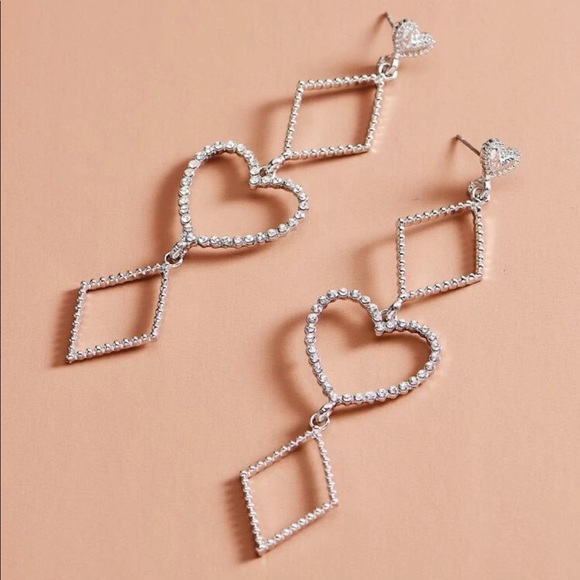 • Tia • Heart + Diamond Pendant Earrings - Picture 3 of 6